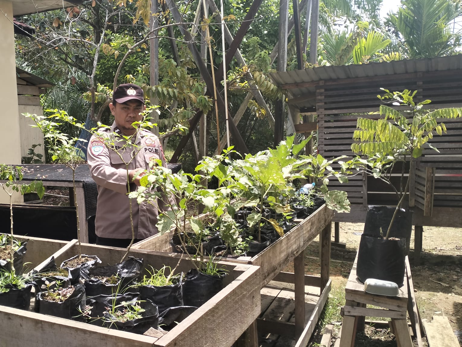 Personil Polsek Marikit Cek Lokasi Pemanfaatan Pekarangan Warga di Kec. Marikit, Kab. Katingan.
