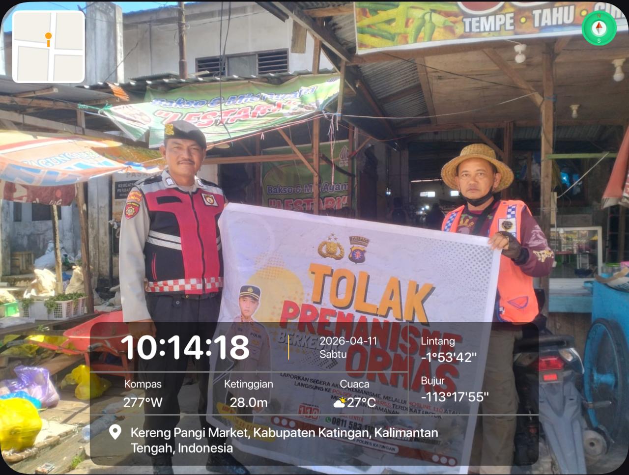 Personel Samapta Polres Katingan Sosialisasikan Penolakan Premanisme kepada Masyarakat.