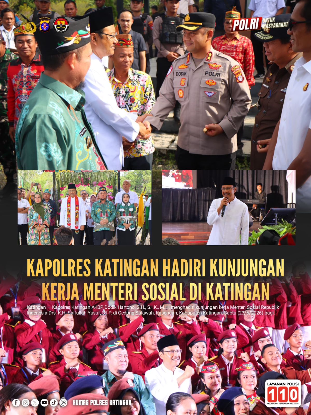 Kapolres Katingan Hadiri Kunjungan Kerja Menteri Sosial di Katingan