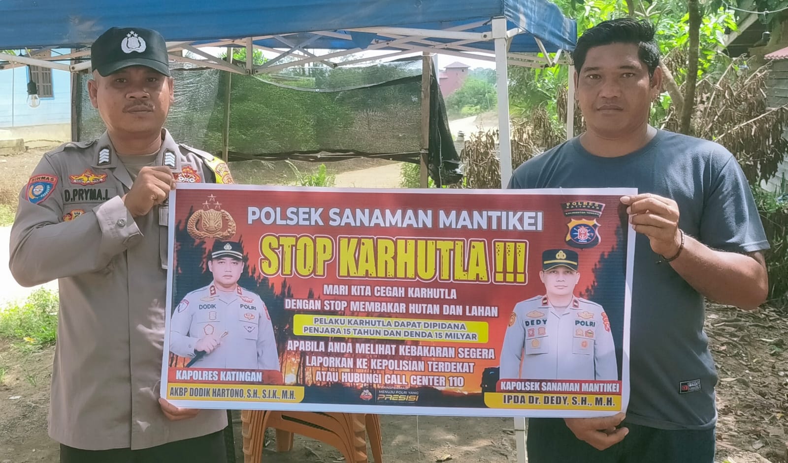 Bhabinkamtibmas Desa Tumbang Labehu Sosialisasi imbauan tentang Karhutla