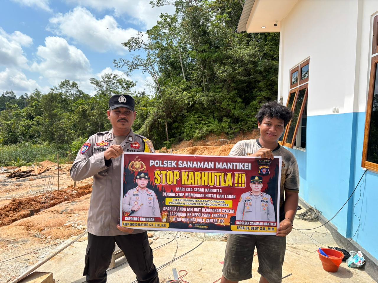 Bhabinkamtibmas Desa Tumbang Labehu Sosialisasi imbauan tentang Karhutla