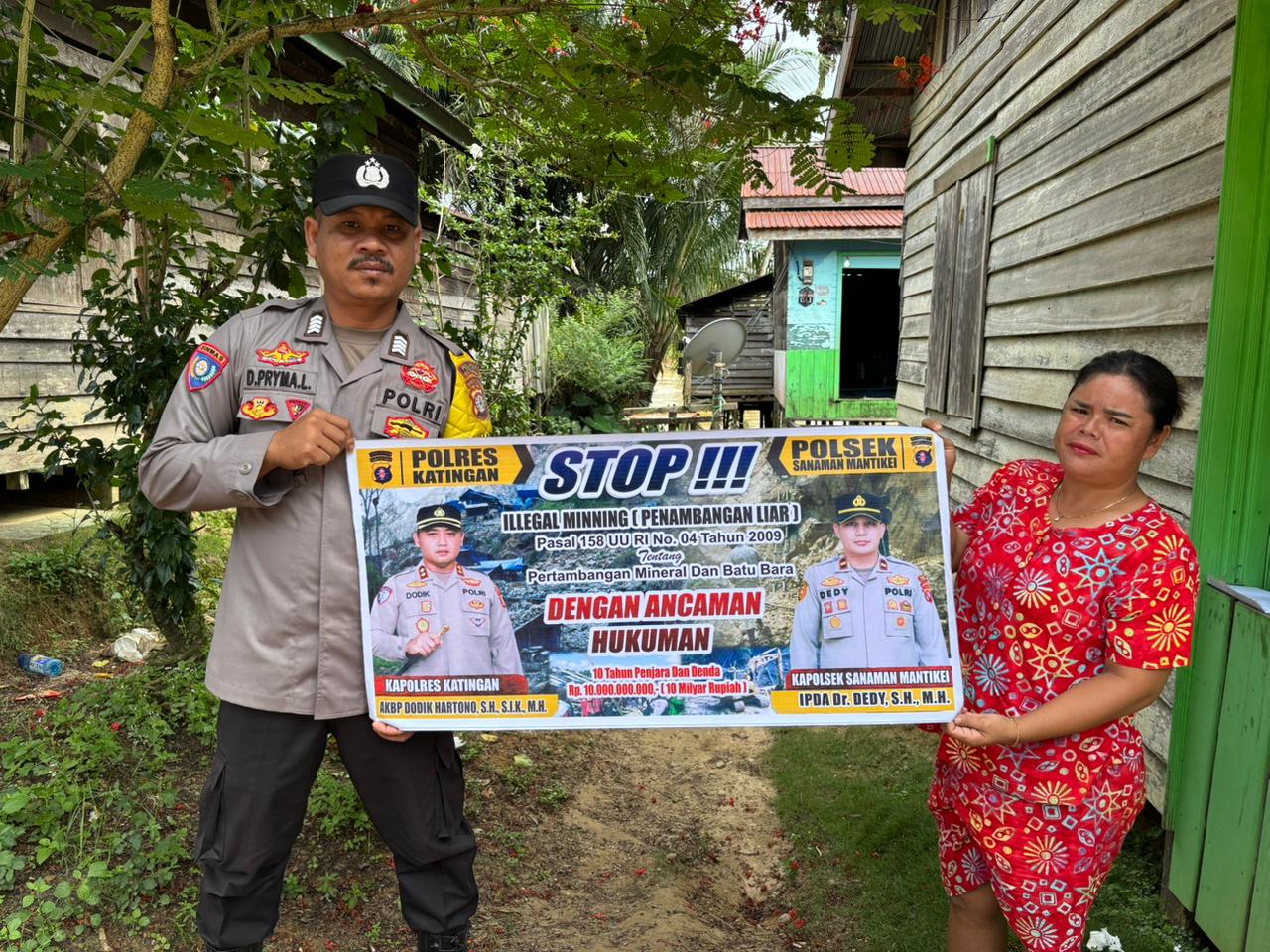 Bhabinkamtibmas Desa Tumbang Labehu Sosialisasi tentang larangan Ilegal Minning.