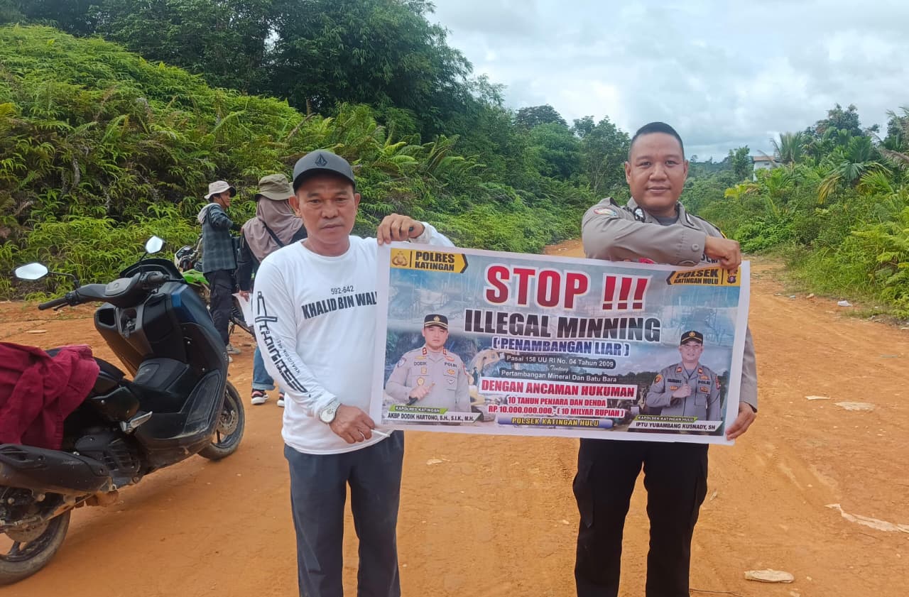 Upaya pencegahan Penambangan Emas Tanpa Ijin (PETI) di Kecamatan Katingan Hulu dan Bukit Raya, Bhabinkamtibmas sosialisasi kepada masyarakat.