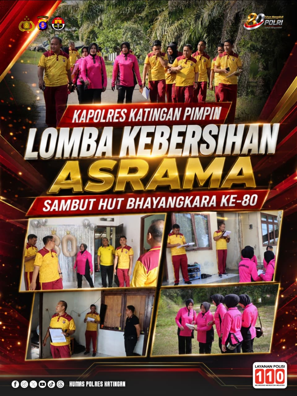 Kapolres Katingan Pimpin Lomba Kebersihan Asrama Sambut HUT Bhayangkara ke-80