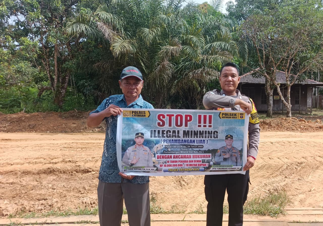 Upaya pencegahan Penambangan Emas Tanpa Ijin (PETI) di Kecamatan Katingan Hulu dan Bukit Raya, Bhabinkamtibmas sosialisasi kepada masyarakat.