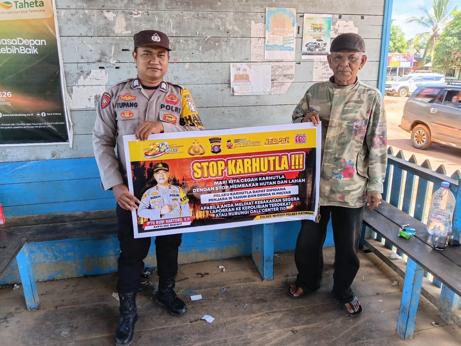 CEGAH KARHUTLA DARI HULU, POLSEK MARIKIT SOSIALISASI LARANGAN BAKAR LAHAN KE WARGA TUMBANG DAKEI