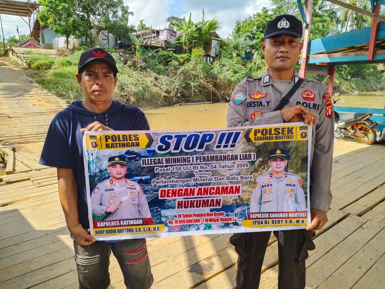 Bhabinkamtibmas Desa kamanto Sosialisasi tentang larangan Illegal Mining.