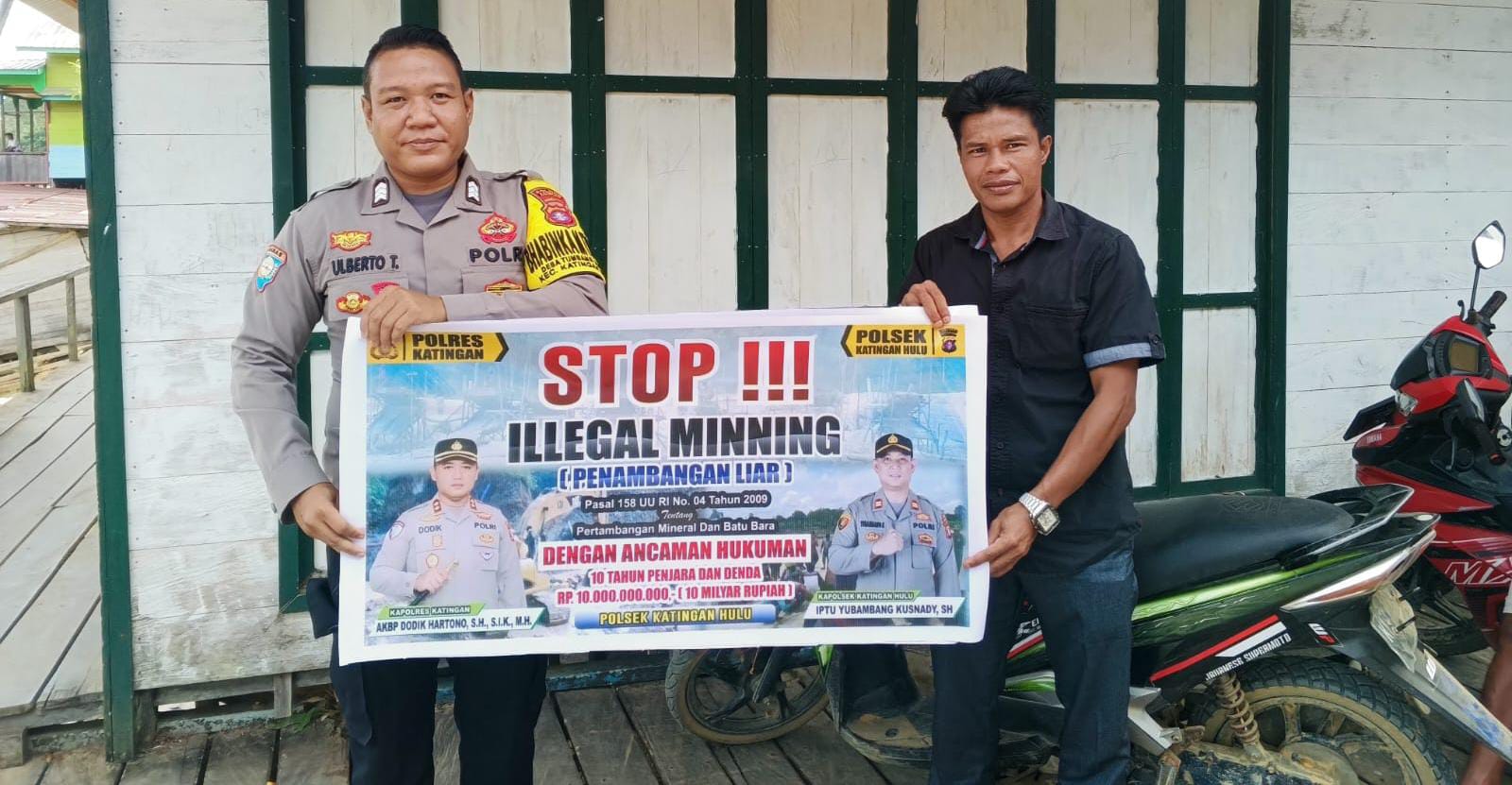 Upaya pencegahan Penambangan Emas Tanpa Ijin (PETI) di Kecamatan Katingan Hulu dan Bukit Raya, Bhabinkamtibmas sosialisasi kepada masyarakat.