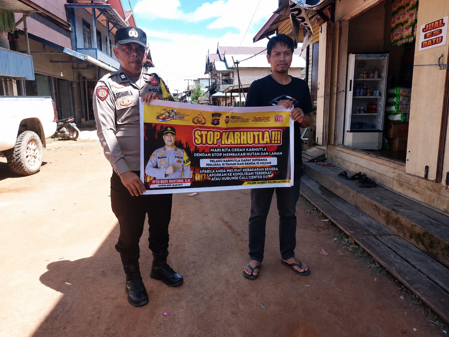CEGAH KARHUTLA, BHABINKAMTIBMAS POLSEK MARIKIT SOSIALISASI KE WARGA DESA RANGAN SURAI