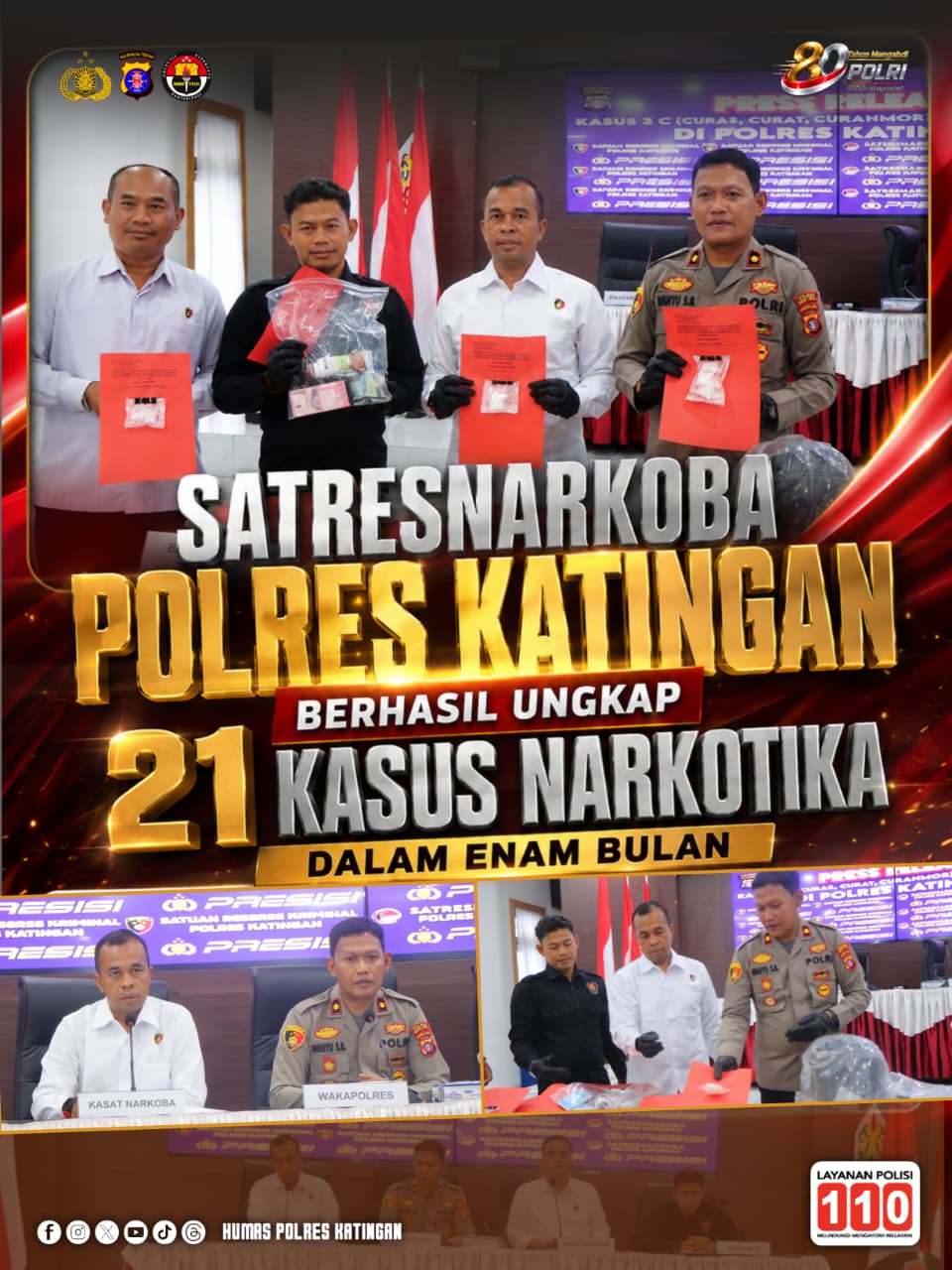 Satresnarkoba Polres Katingan Berhasil Ungkap 21 Kasus Narkotika dalam Enam Bulan