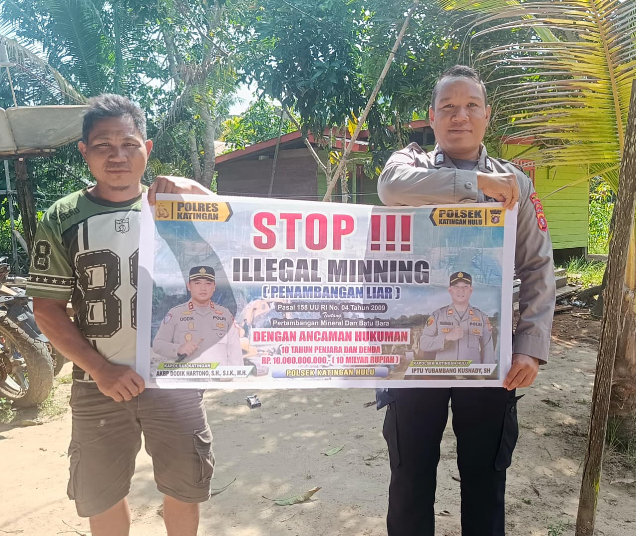 Upaya pencegahan Penambangan Emas Tanpa Ijin (PETI) di Kecamatan Katingan Hulu dan Bukit Raya, Bhabinkamtibmas sosialisasi kepada masyarakat.