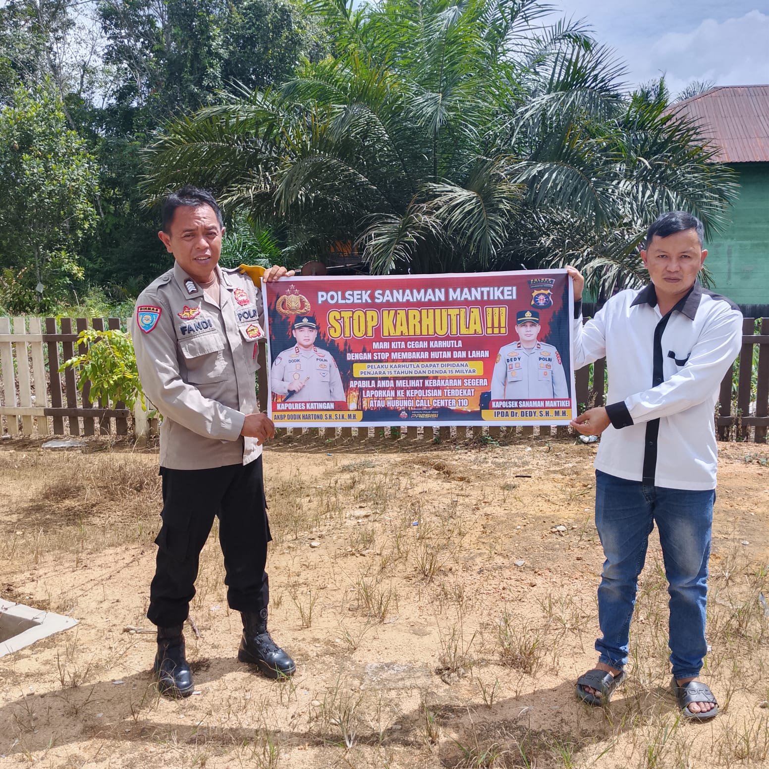 Bhabinkamtibmas Desa Rantau Bangkiang Sosialisasi imbauan tentang Karhutla