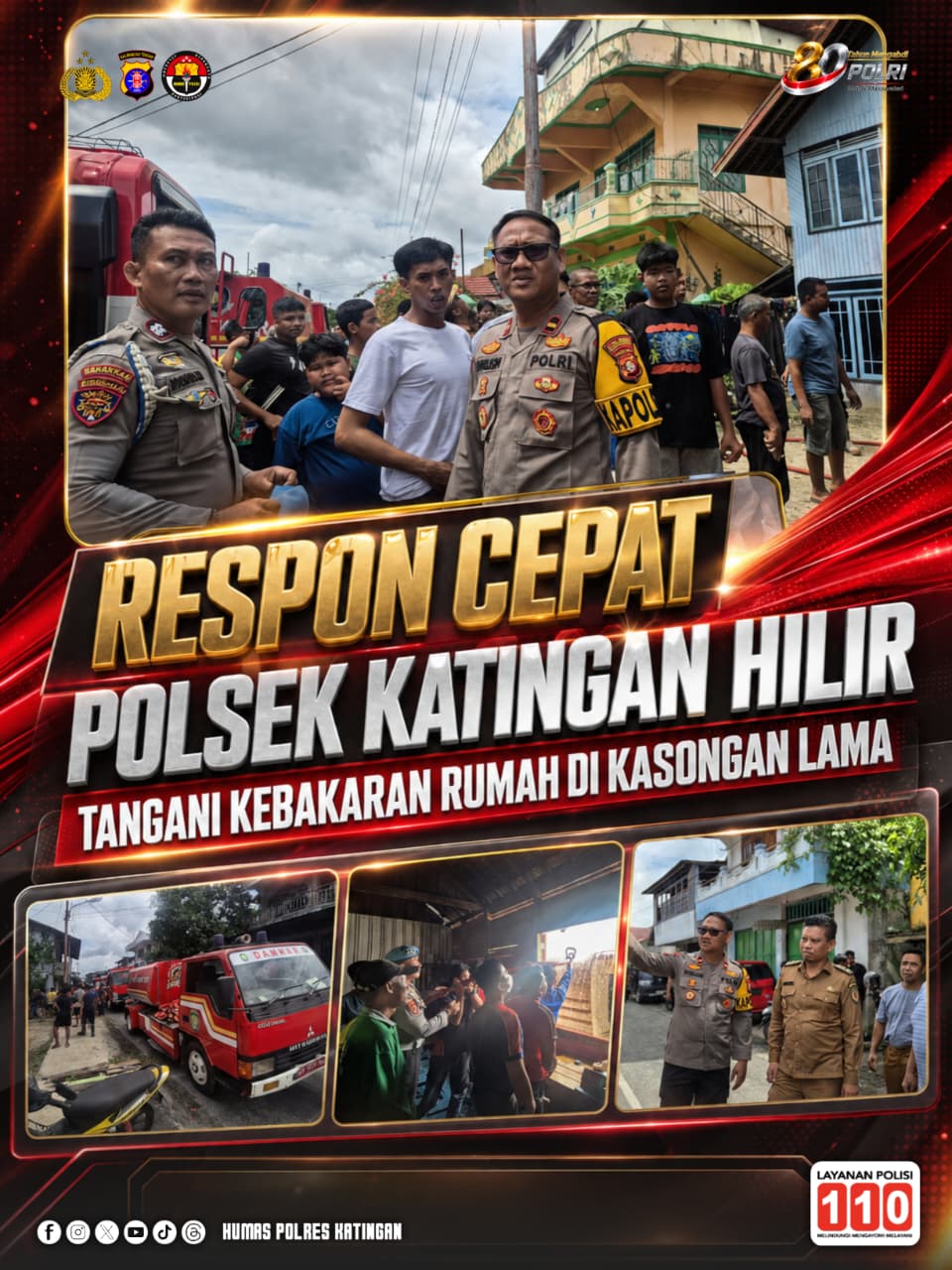 Respon Cepat Polsek Katingan Hilir Tangani Kebakaran Rumah di Kasongan Lama
