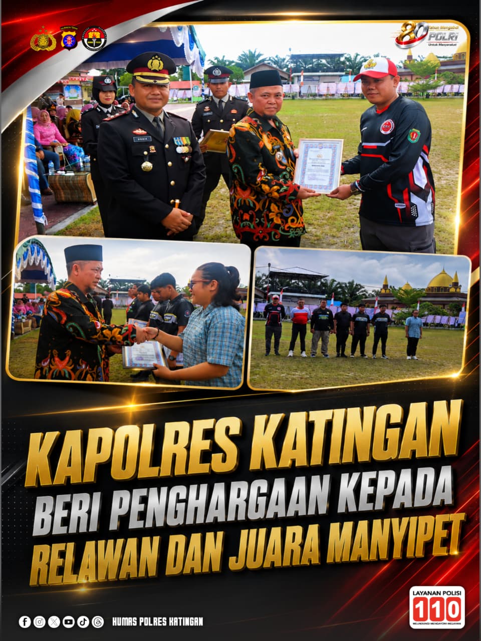 Kapolres Katingan Beri Penghargaan kepada Relawan dan Juara Manyipet