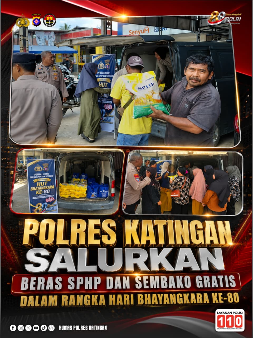 Polres Katingan Salurkan Beras SPHP dan Sembako Gratis