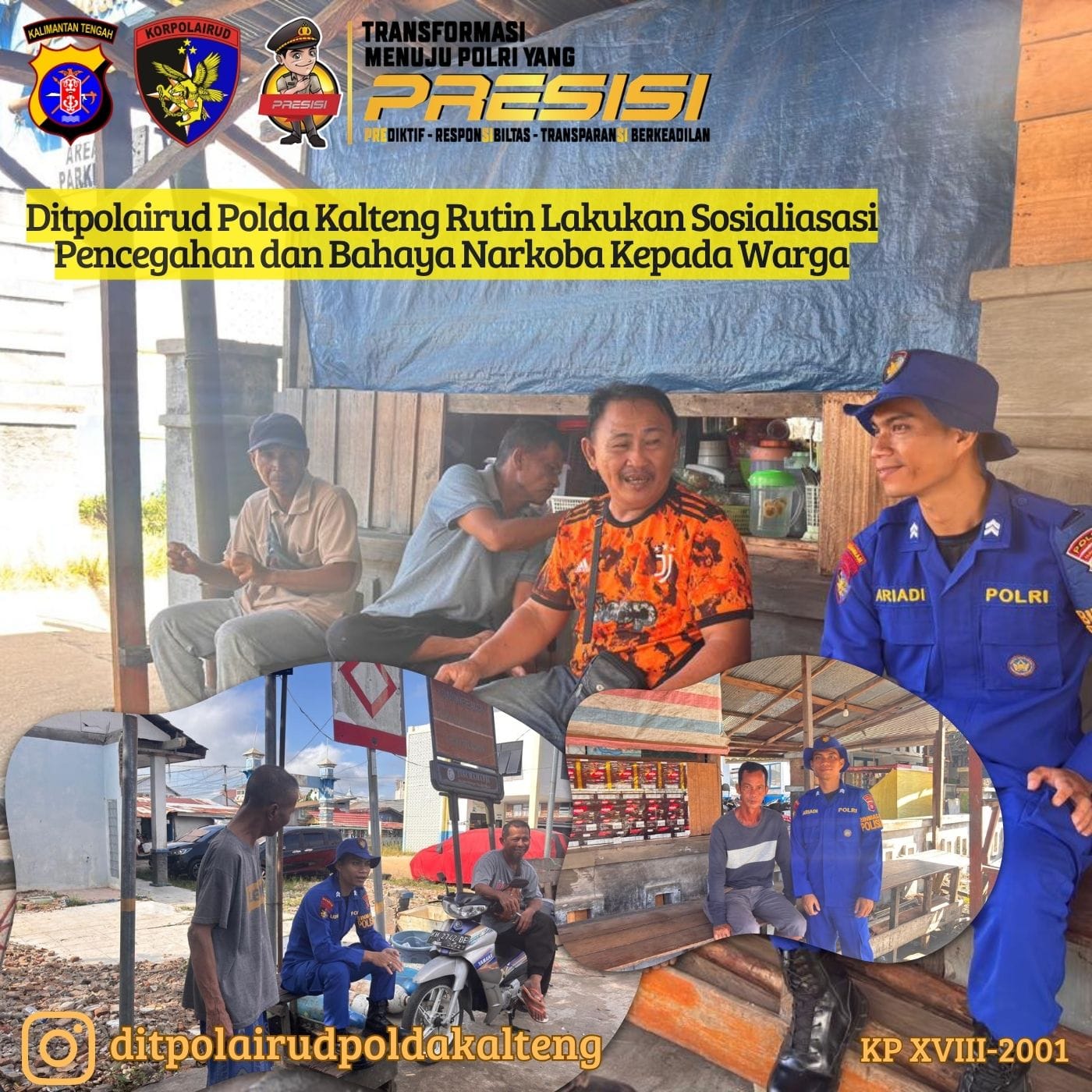 Ditpolairud Polda Kalteng Rutin Lakukan Sosialisasi Pencegahan dan Bahaya Narkoba Kepada Warga
