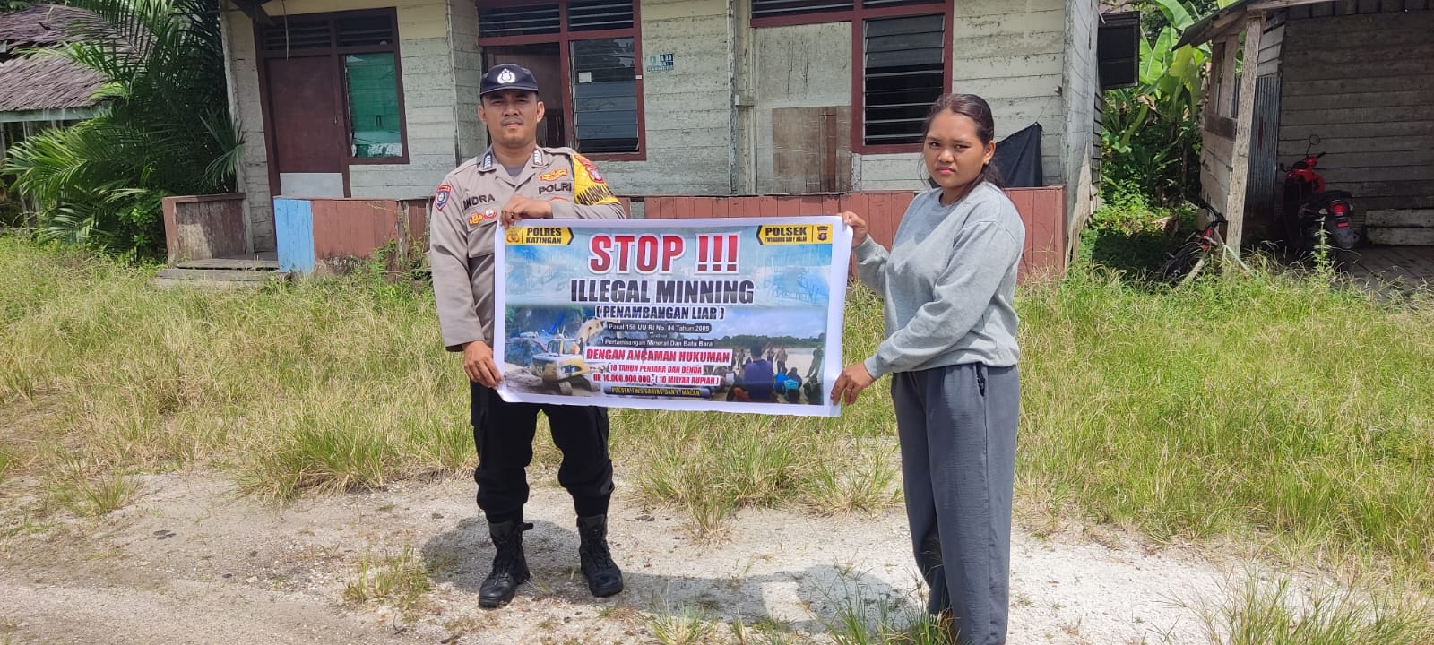Upaya pencegahan ilegal logging dan mining Bhabinkamtibmas Polsek Tws Garing dan Pulau Malan gencar gencar rutin sosialisasi larangan ilegal Logging dan Mining.