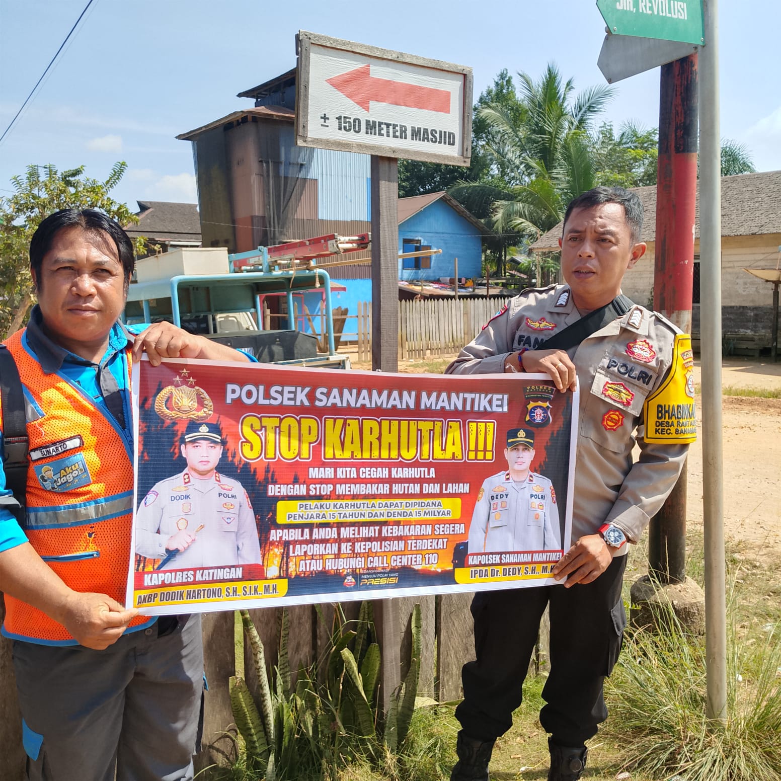 Bhabinkamtibmas Desa Rantau Bangkiang Sosialisasi imbauan tentang Karhutla