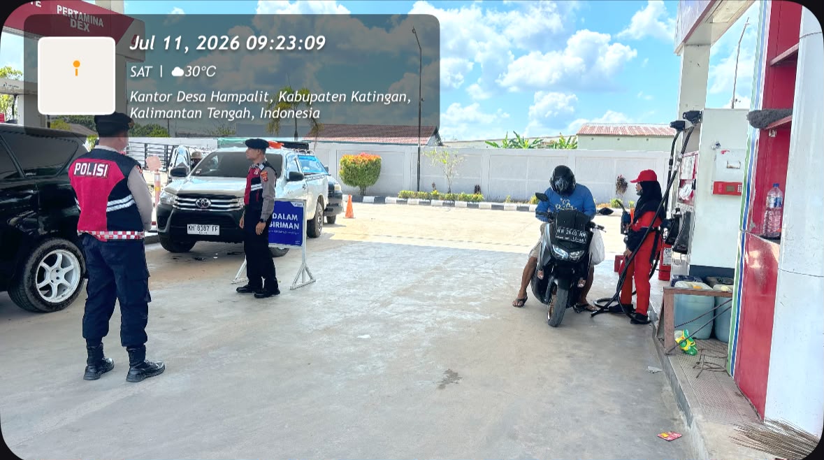 Personel Sat Samapta Polres Katingan Laksanakan Patroli dan Pengawasan di Lingkungan SPBU.
