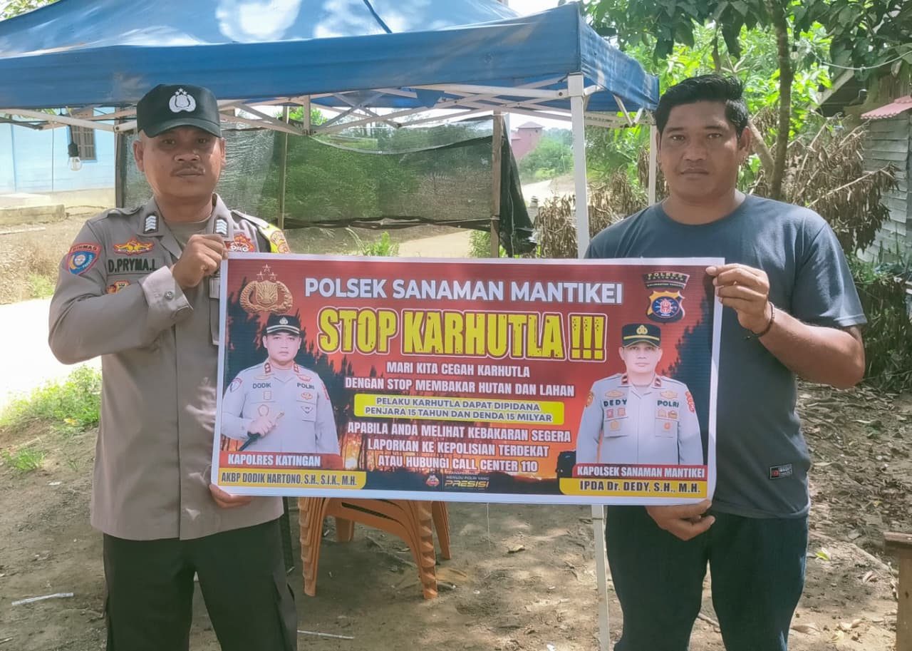 Bhabinkamtibmas Desa Tumbang Labehu Sosialisasi imbauan tentang Karhutla