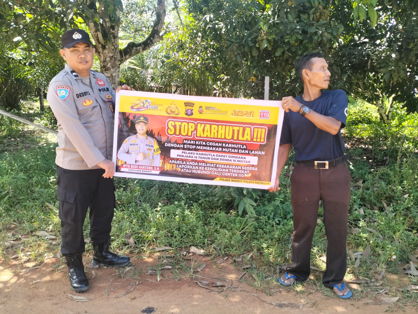 POLSEK MARIKIT SOSIALISASIKAN LARANGAN KARHUTLA DAN SANKSI HUKUM KEPADA WARGA DESA TUMBANG HIRAN