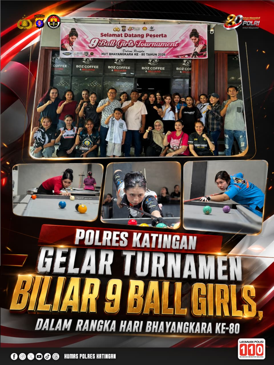 Polres Katingan Gelar Turnamen Biliar 9 Ball Girls, Dalam Rangka Hari Bhayangkara ke-80