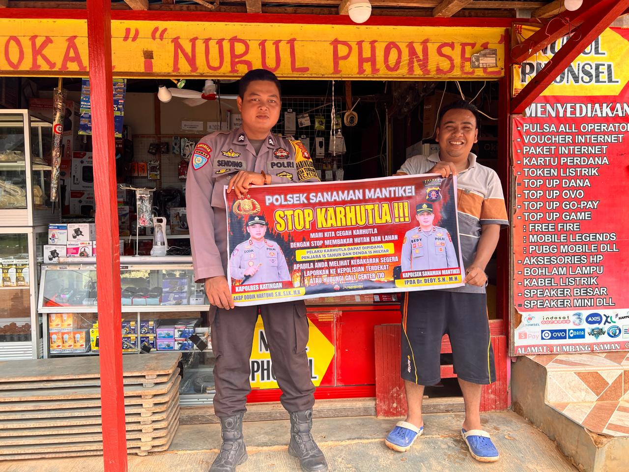 Bhabinkamtibmas Desa Tumbang Baraoi Sosialisasi imbauan tentang Karhutla