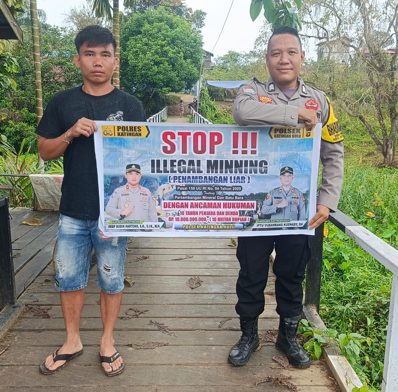 Upaya pencegahan Penambangan Emas Tanpa Ijin (PETI) di Kecamatan Katingan Hulu dan Bukit Raya, Bhabinkamtibmas sosialisasi kepada masyarakat.