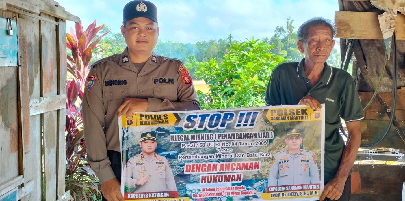 Bhabinkamtibmas Desa Tumbang Baraoi Sosialisasi tentang larangan Ilegal Mining.