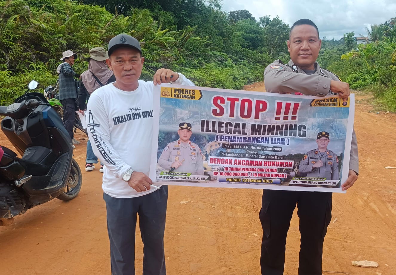 Upaya pencegahan Penambangan Emas Tanpa Ijin (PETI) di Kecamatan Katingan Hulu dan Bukit Raya, Bhabinkamtibmas sosialisasi kepada masyarakat.