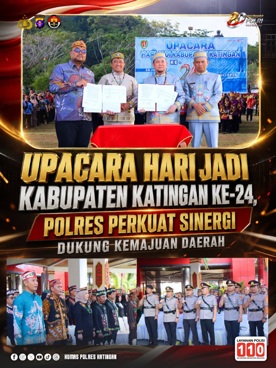 Upacara Hari Jadi Kabupaten Katingan Ke-24, Polres Perkuat Sinergi Dukung Kemajuan Daerah