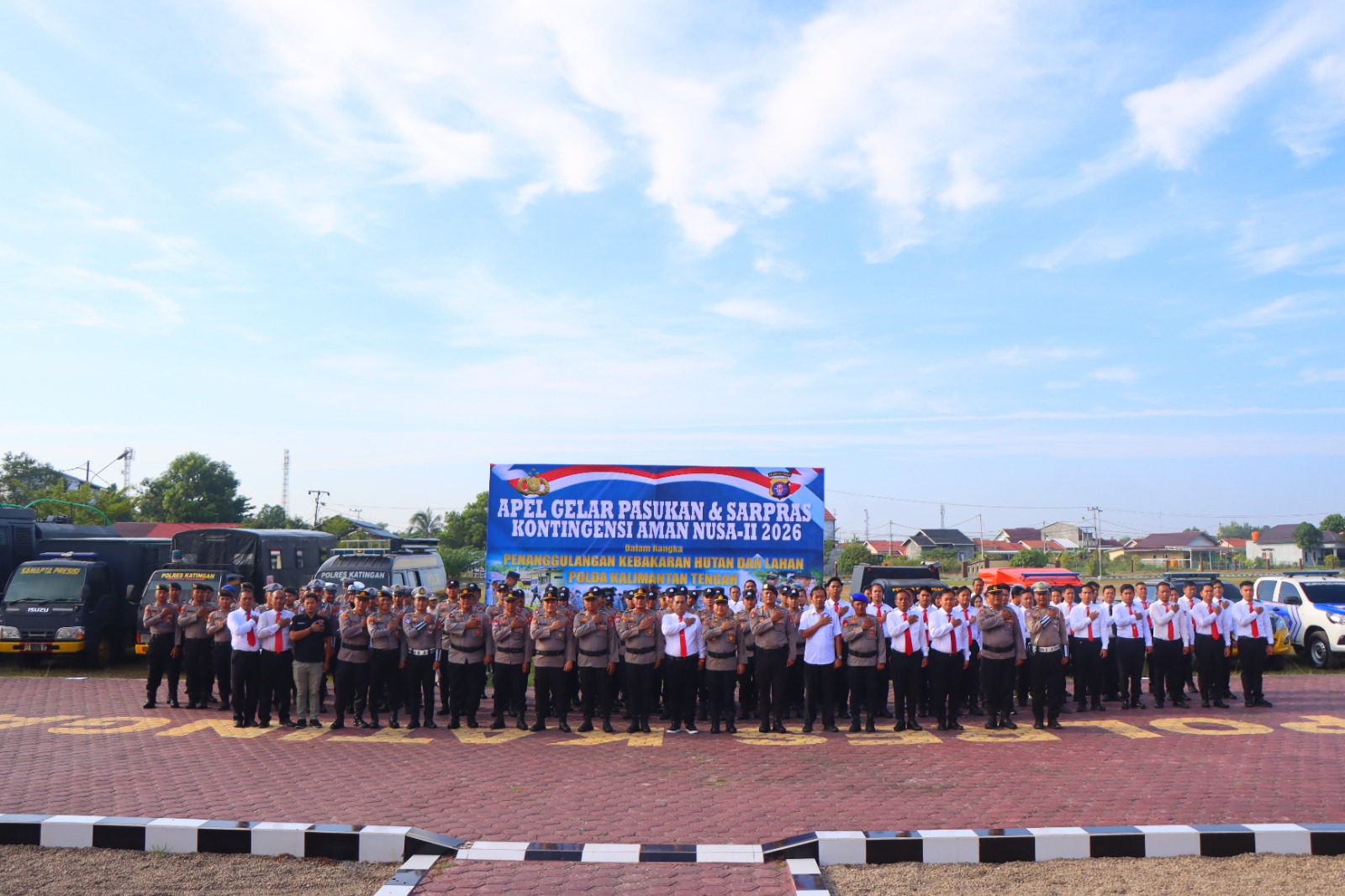 Wakapolres Katingan Pimpin Apel Gelar Pasukan Karhutla Aman Nusa-II 2026