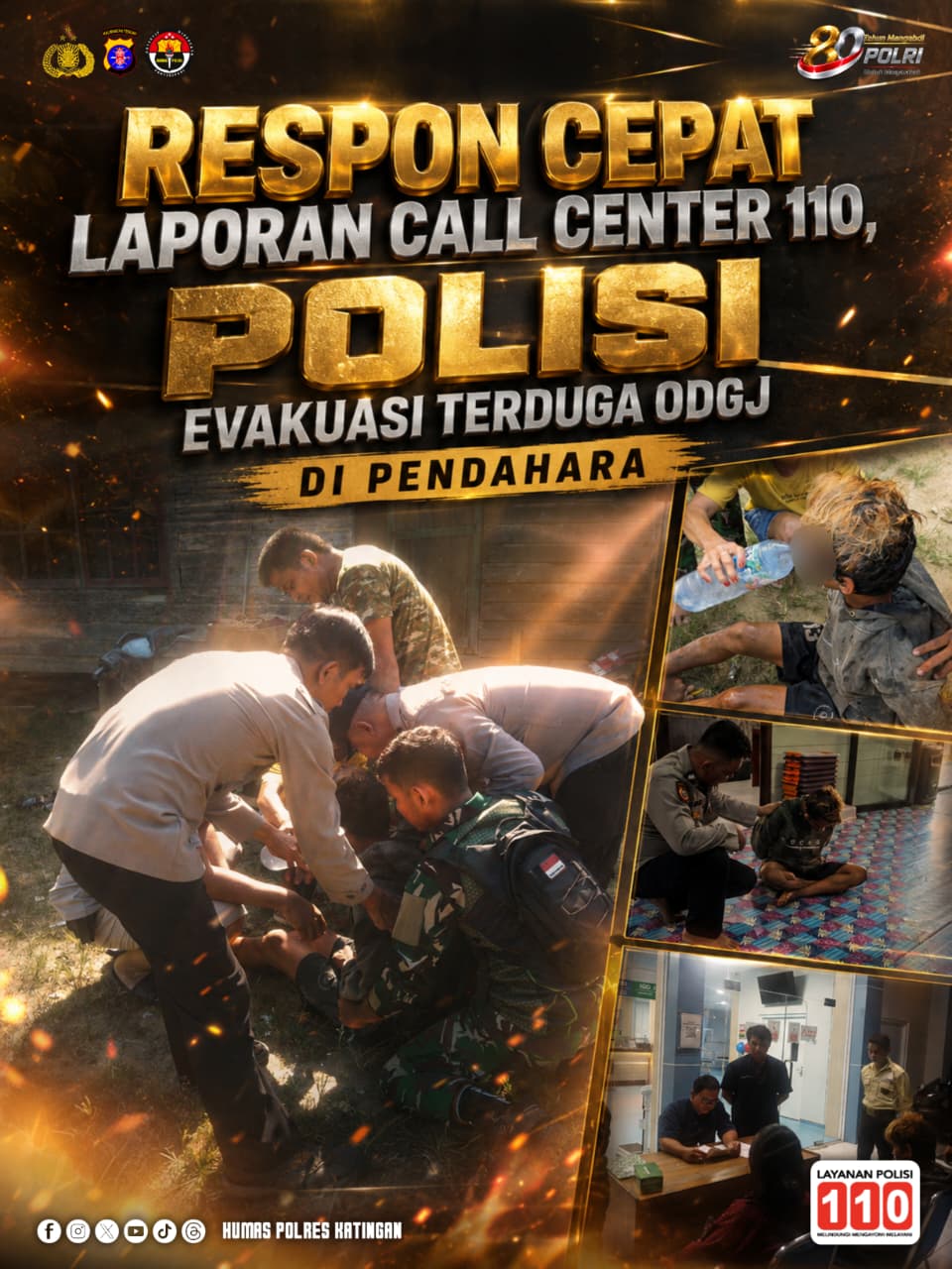 Respon Cepat Laporan Call Center 110, Polisi Evakuasi Terduga ODGJ di Pendahara