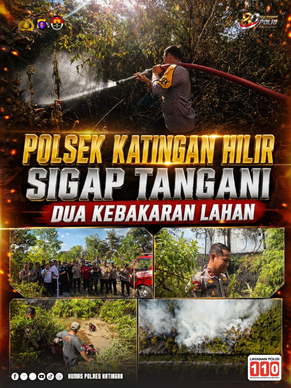 Polsek Katingan Hilir Sigap Tangani Dua Kebakaran Lahan