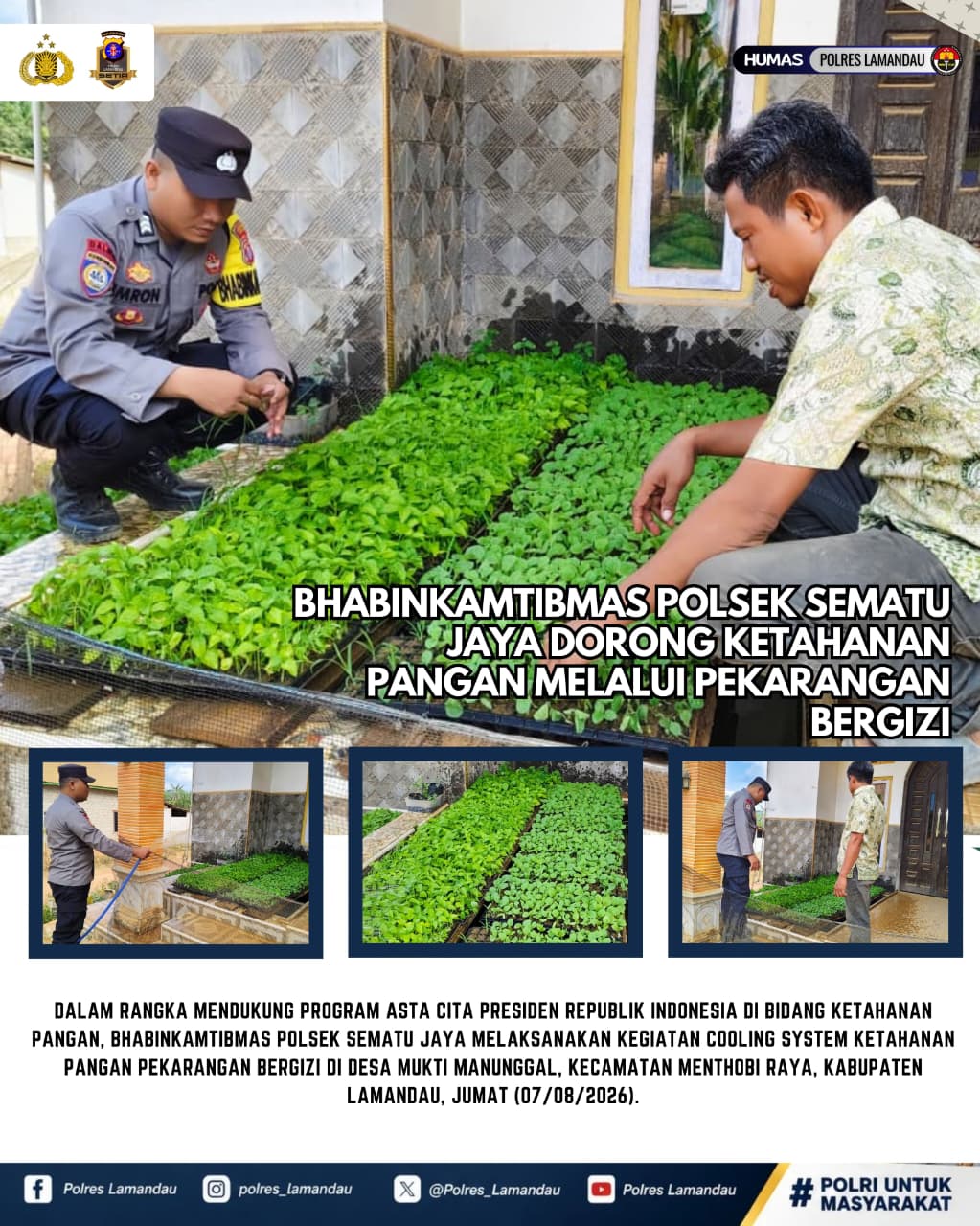 Bhabinkamtibmas Polsek Sematu Jaya Dorong Ketahanan Pangan Melalui Pekarangan Bergizi