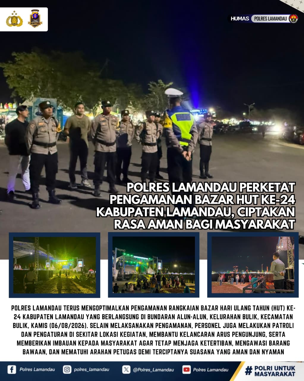 Polres Lamandau Perketat Pengamanan Bazar HUT ke-24 Kabupaten Lamandau, Ciptakan Rasa Aman bagi Masyarakat