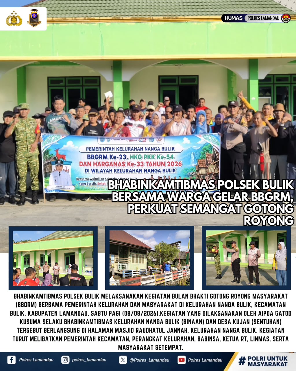 Bhabinkamtibmas Polsek Bulik Bersama Warga Gelar BBGRM, Perkuat Semangat Gotong Royong
