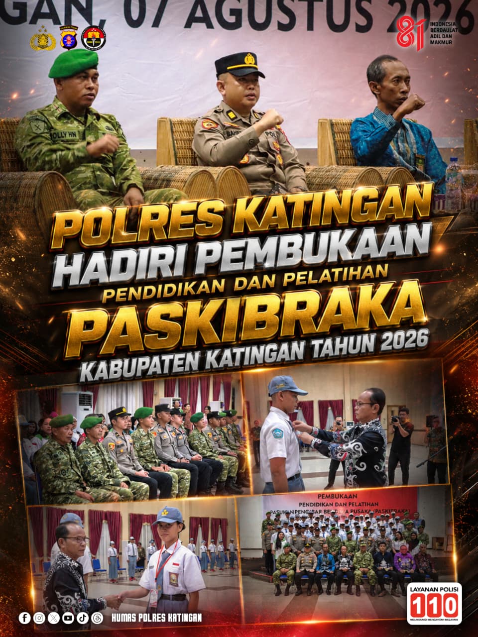 Polres Katingan Hadiri Pembukaan Pendidikan dan Pelatihan Paskibraka Kabupaten Katingan Tahun 2026