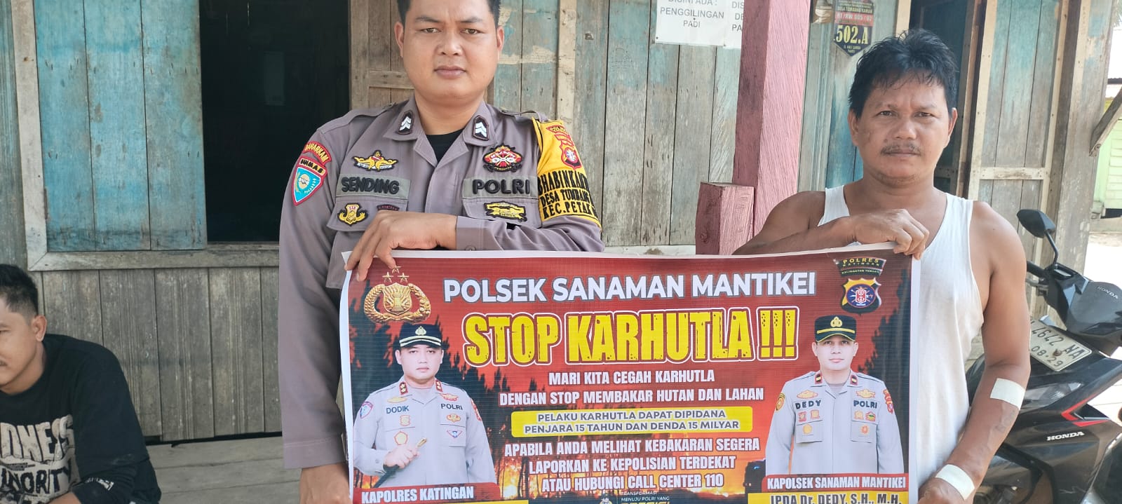 Bhabinkamtibmas Desa Tumbang Baraoi Sosialisasi imbauan tentang Karhutla