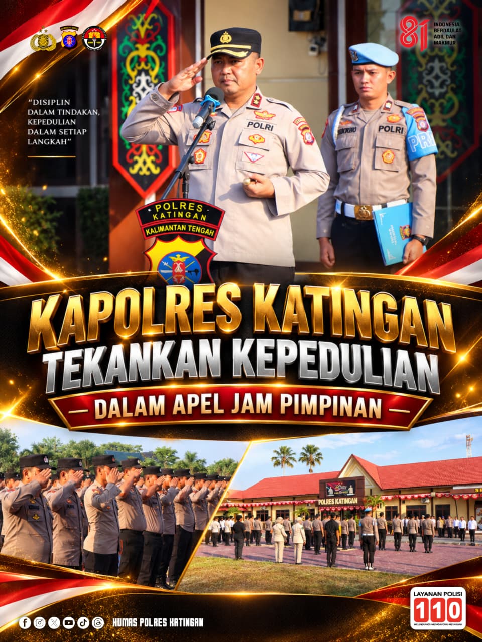 Kapolres Katingan Tekankan Kepedulian dalam Apel Jam Pimpinan