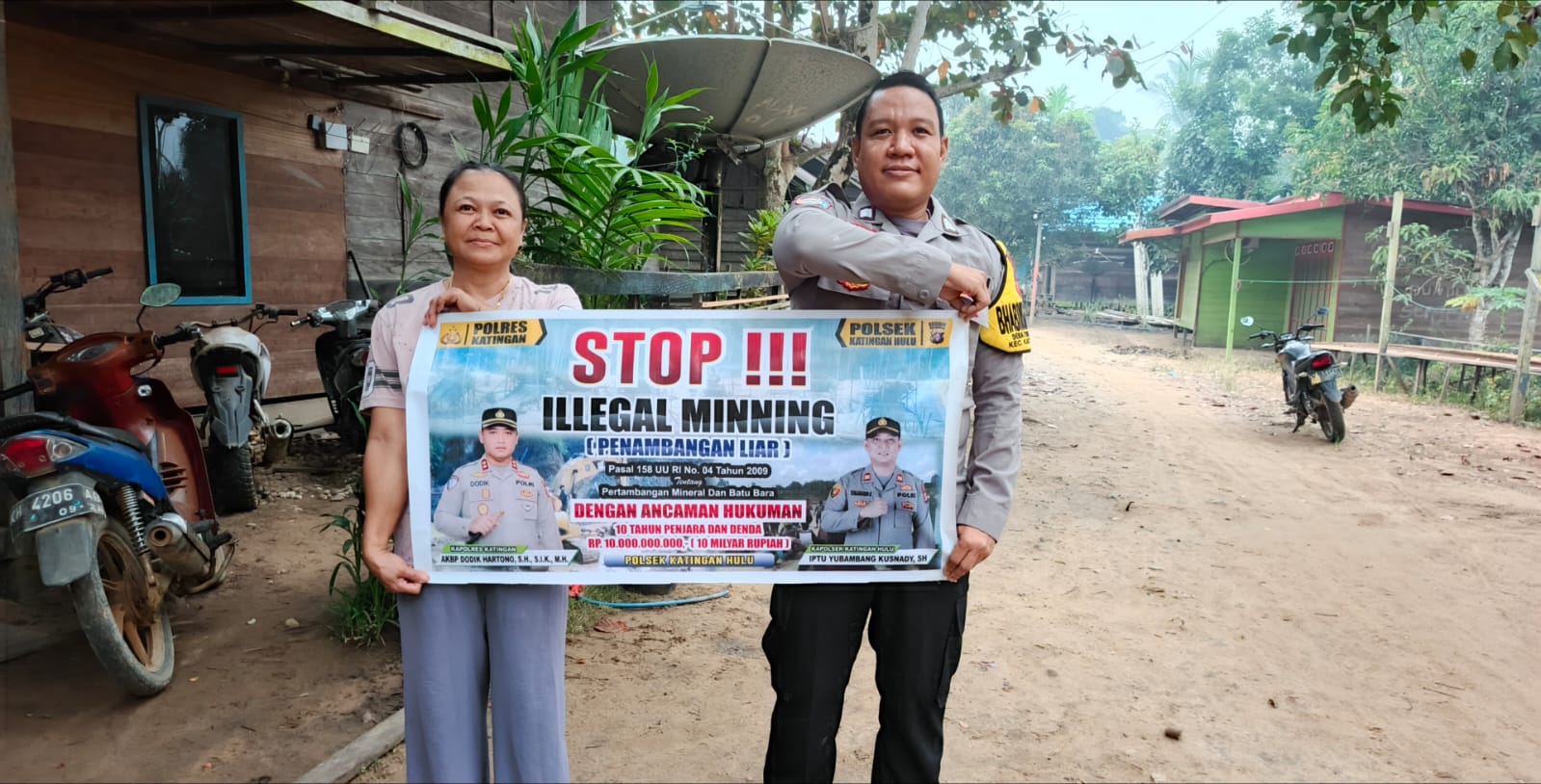 Upaya pencegahan Penambangan Emas Tanpa Ijin (PETI) di Kecamatan Katingan Hulu dan Bukit Raya, Bhabinkamtibmas sosialisasi kepada masyarakat.