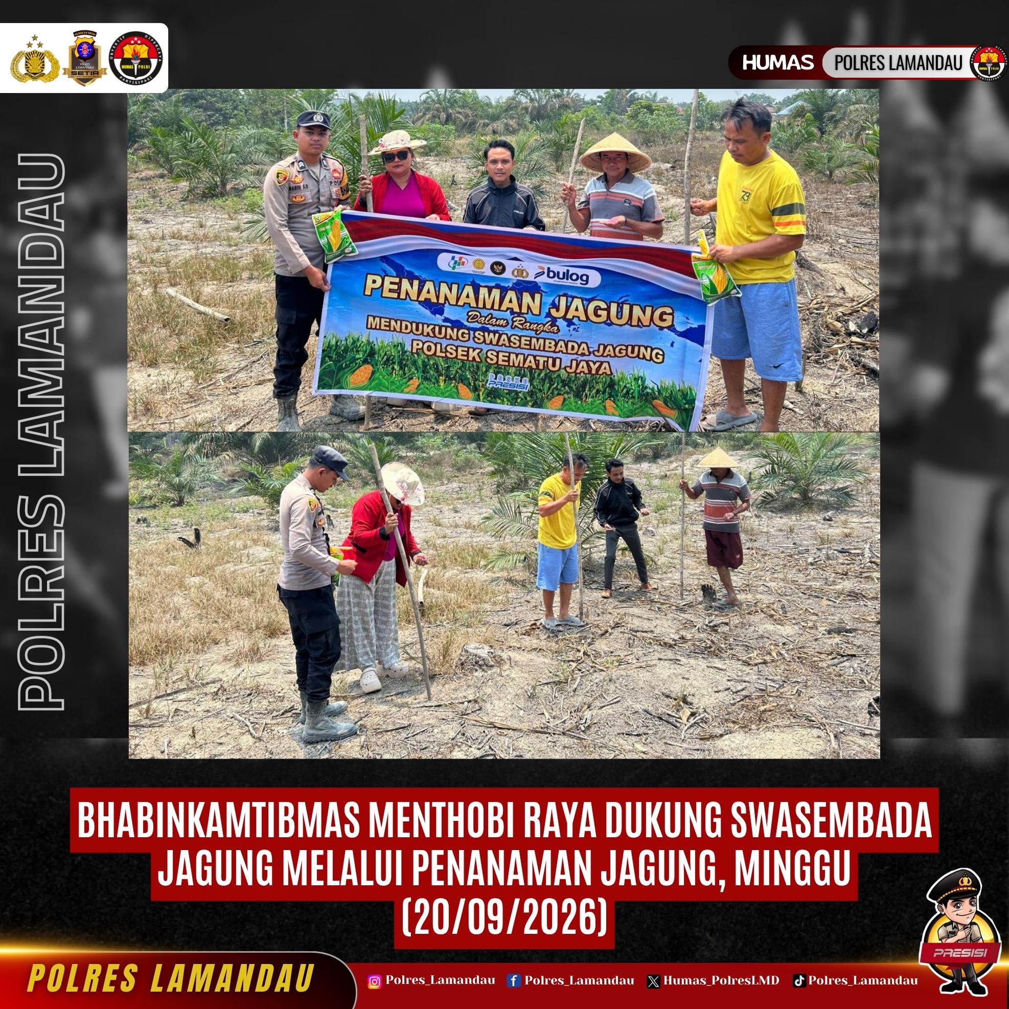 Bhabinkamtibmas Menthobi Raya Dukung Swasembada Jagung melalui Penanaman Jagung