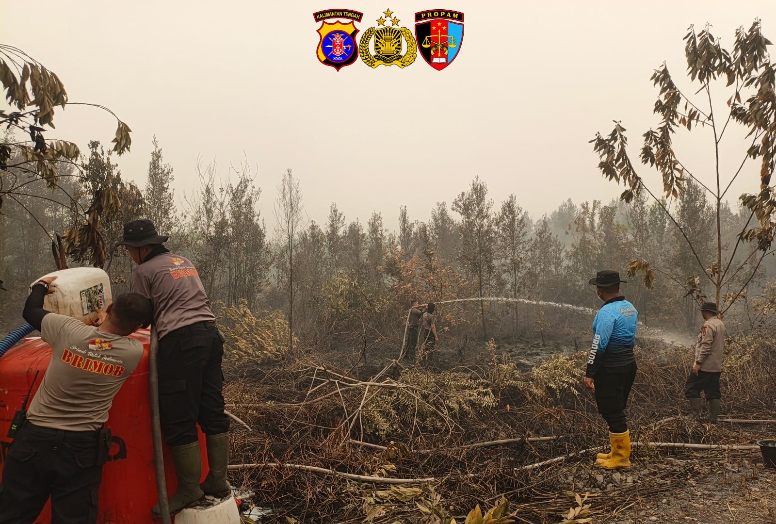 Pantang Pulang Sebelum Padam! Tim 2 Satgas Karhutla Bidpropam Polda Kalteng Sukses Jinakkan Api di Jalan Manduhara