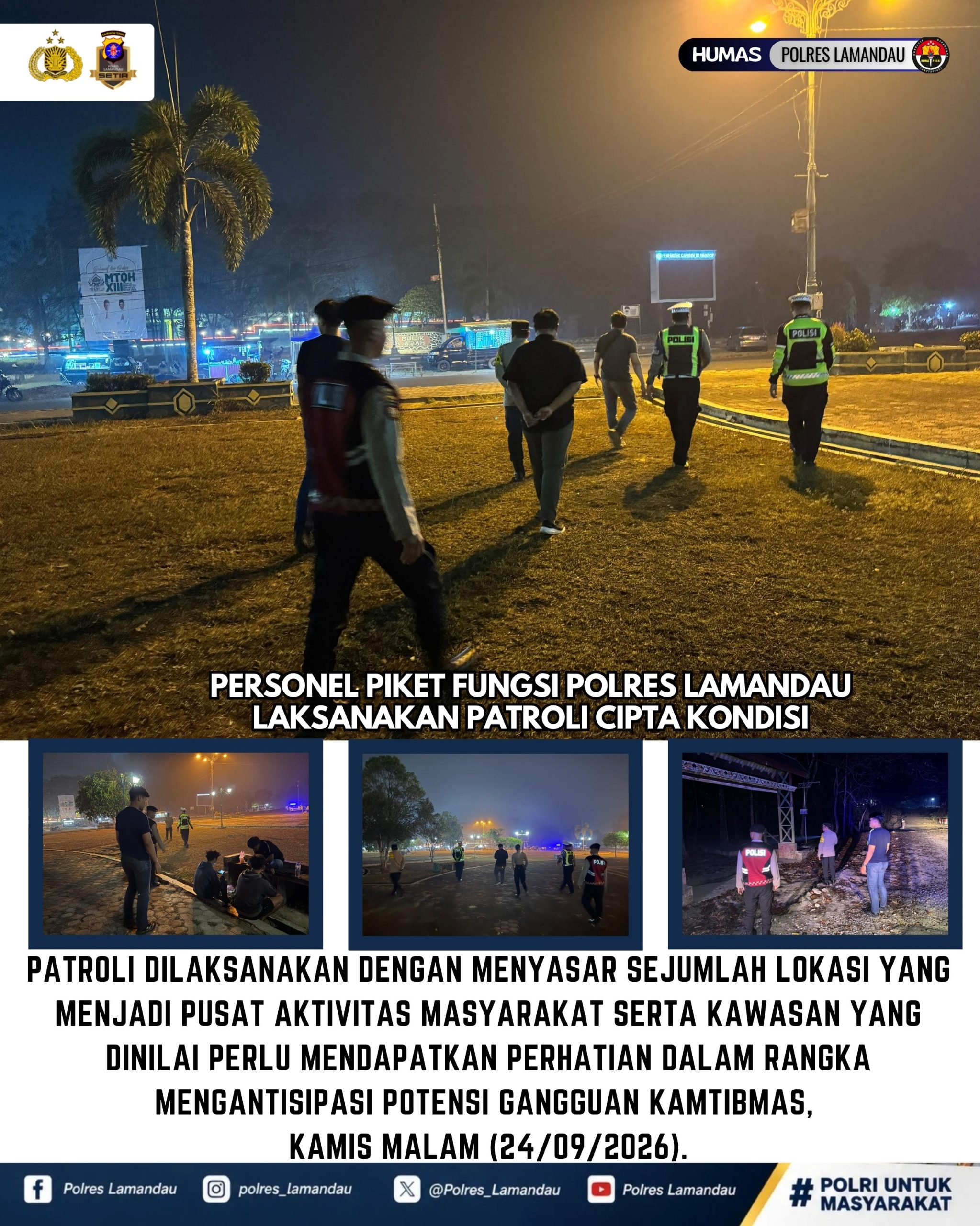 Personel Piket Fungsi Polres Lamandau Laksanakan Patroli Cipta Kondisi