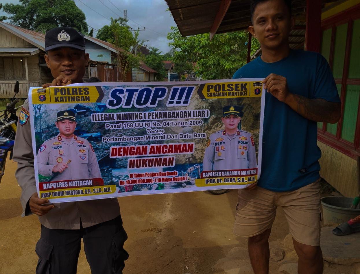 Bhabinkamtibmas Desa kamanto Sosialisasi tentang larangan Illegal Mining.