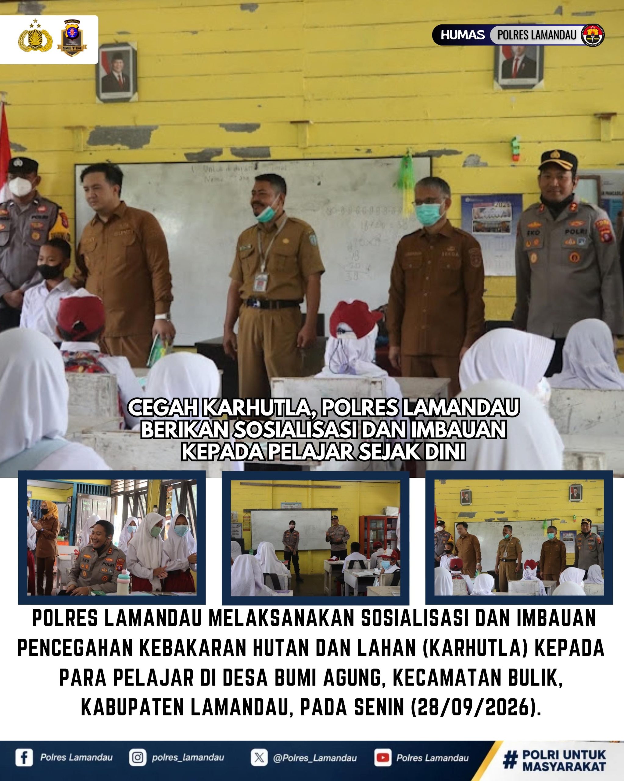 Cegah Karhutla, Polres Lamandau Berikan Sosialisasi dan Imbauan kepada Pelajar Sejak Dini