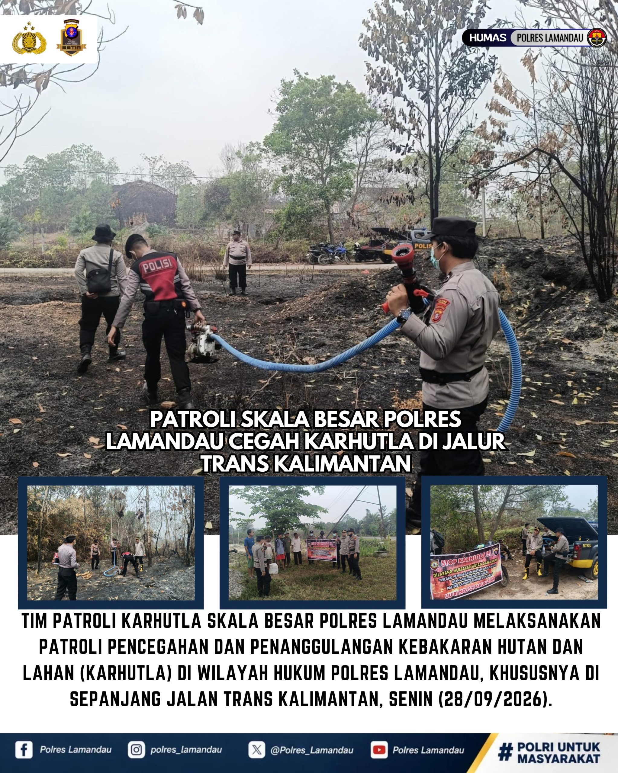Patroli Skala Besar Polres Lamandau Cegah Karhutla di Jalur Trans Kalimantan