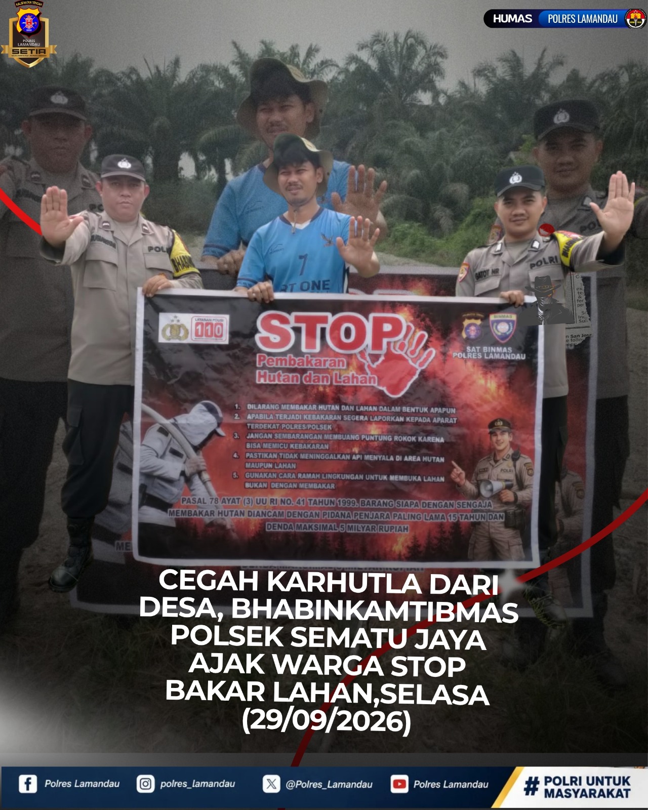 Cegah Karhutla dari Desa, Bhabinkamtibmas Polsek Sematu Jaya Ajak Warga Stop Bakar Lahan