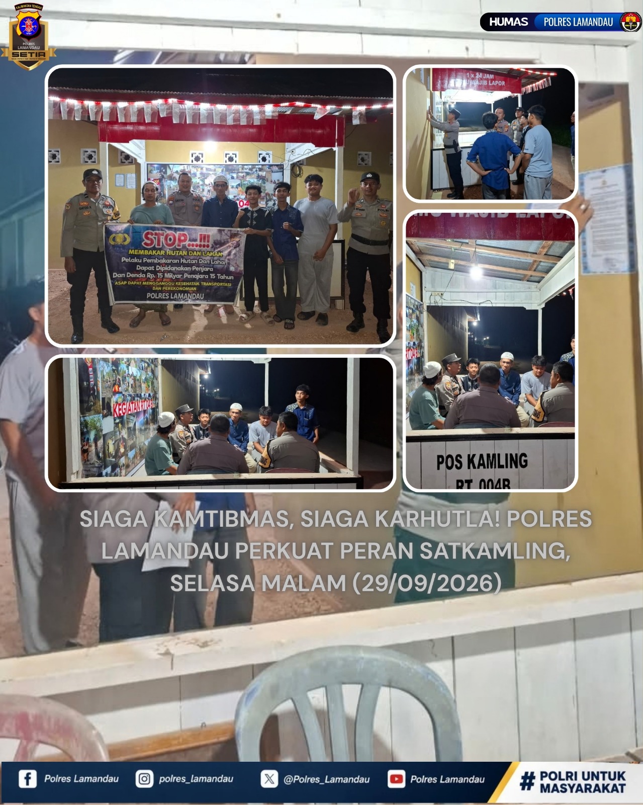 Siaga Kamtibmas, Siaga Karhutla! Polres Lamandau Perkuat Peran Satkamling