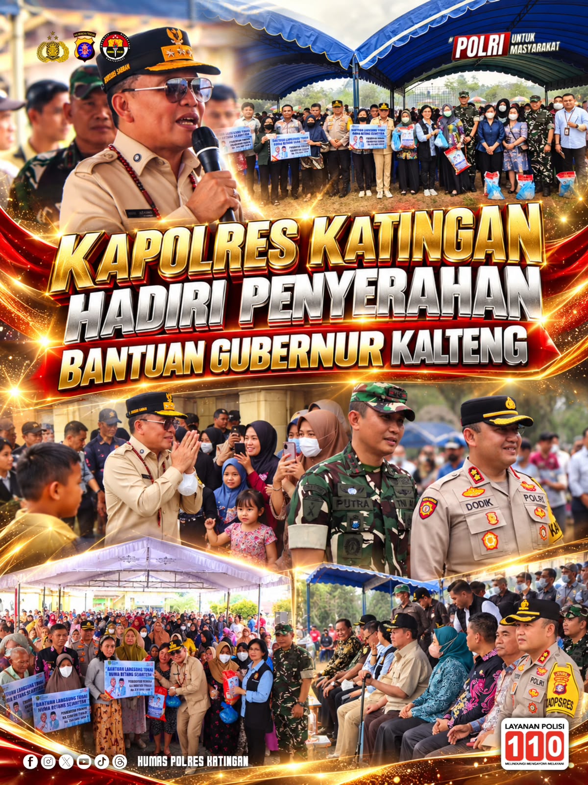 Kapolres Katingan Hadiri Penyerahan Bantuan Gubernur Kalteng